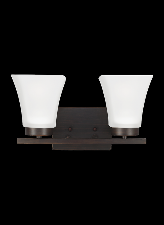 Generation Lighting 4411602-710 Bayfield contemporary 2-light indoor dimmable bath vanity wall sconce in bronze finish with satin et