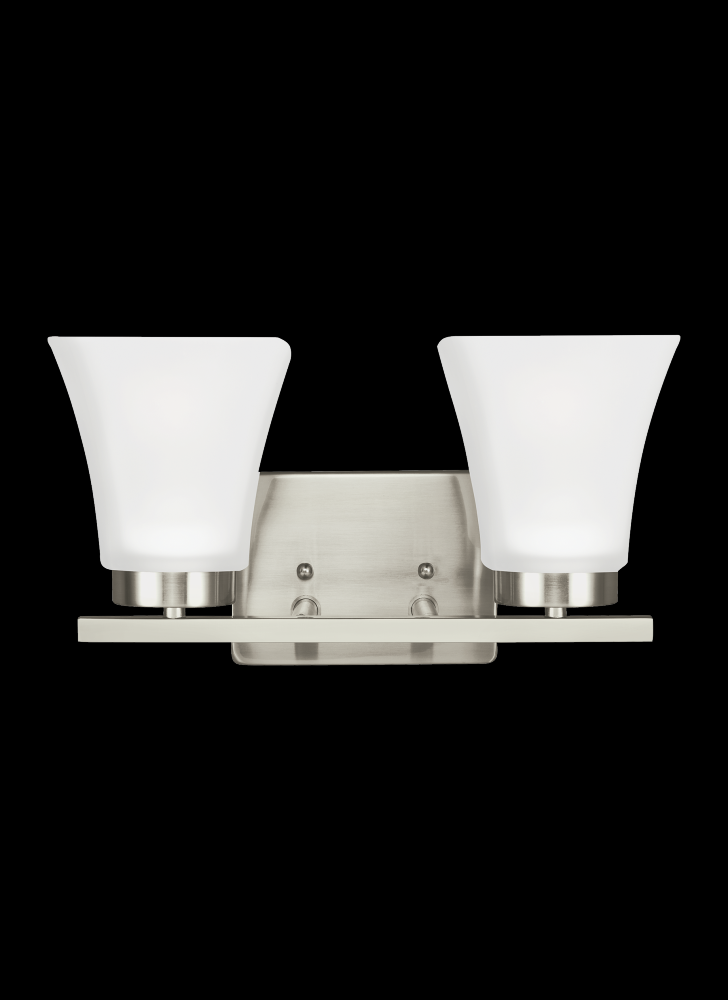 Generation Lighting 4411602-962 Bayfield contemporary 2-light indoor dimmable bath vanity wall sconce in brushed nickel silver finis