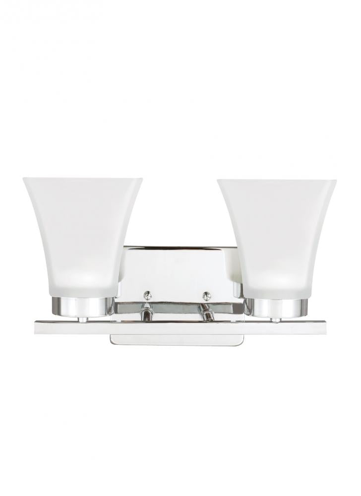 Generation Lighting 4411602EN3-05 Bayfield contemporary 2-light LED indoor dimmable bath vanity wall sconce in chrome silver finish wi