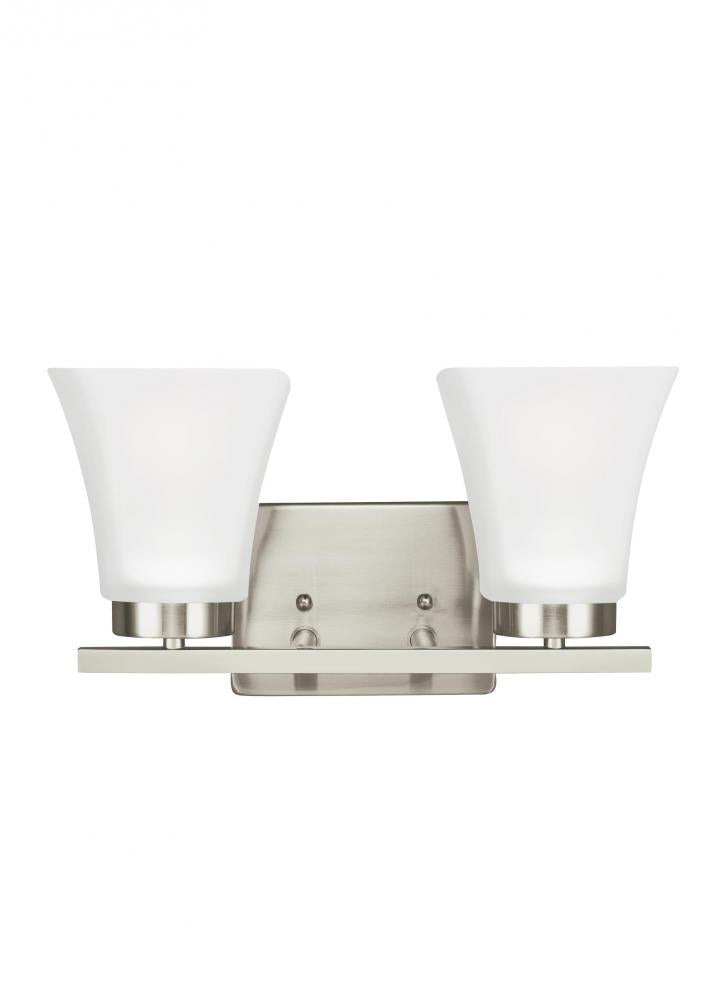 Generation Lighting 4411602EN3-962 Bayfield contemporary 2-light LED indoor dimmable bath vanity wall sconce in brushed nickel silver f