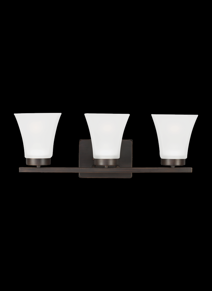 Generation Lighting 4411603-710 Bayfield contemporary 3-light indoor dimmable bath vanity wall sconce in bronze finish with satin et