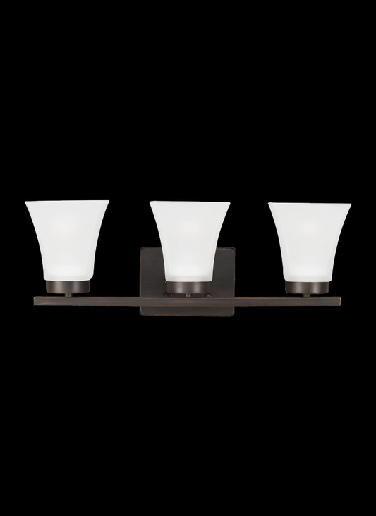 Generation Lighting 4411603-710 Bayfield contemporary 3-light indoor dimmable bath vanity wall sconce in bronze finish with satin et