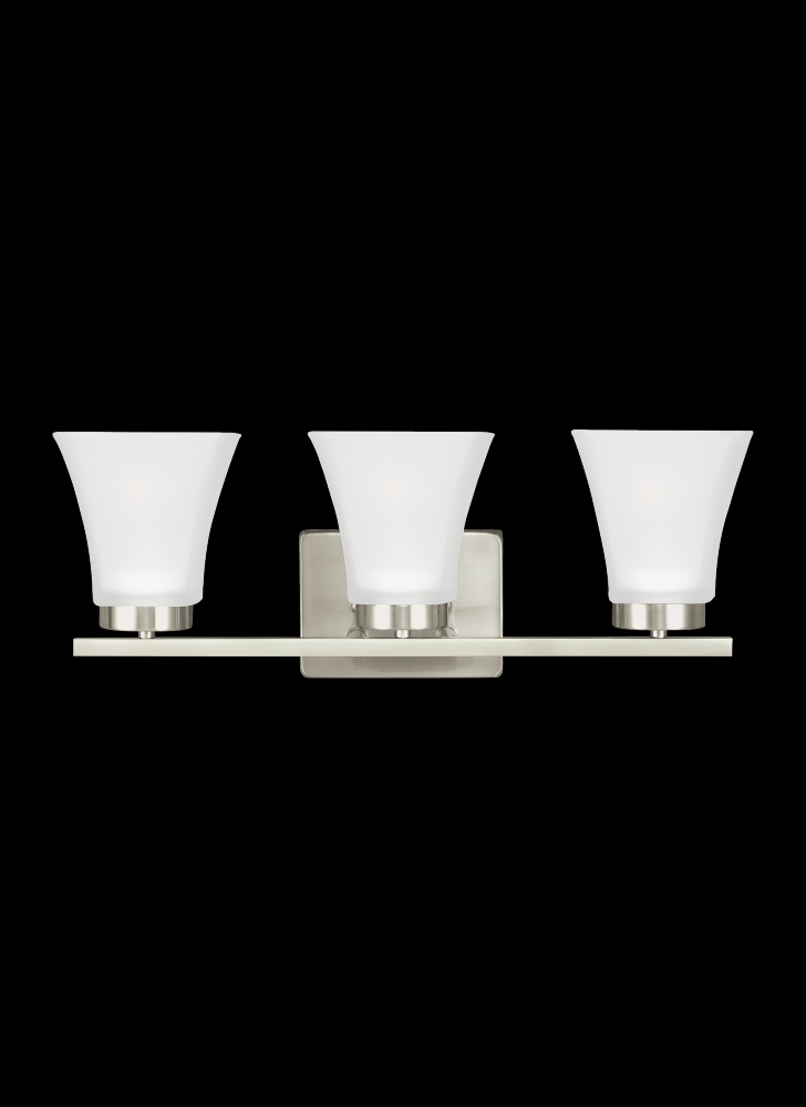 Generation Lighting 4411603-962 Bayfield contemporary 3-light indoor dimmable bath vanity wall sconce in brushed nickel silver finis