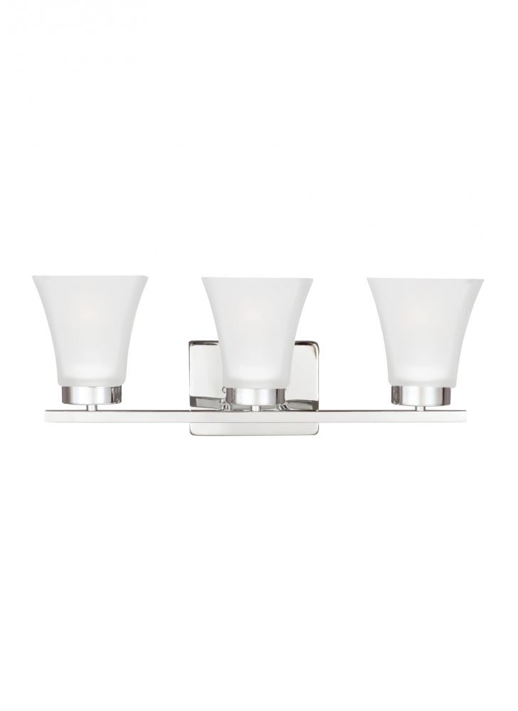 Generation Lighting 4411603EN3-05 Bayfield contemporary 3-light LED indoor dimmable bath vanity wall sconce in chrome silver finish wi