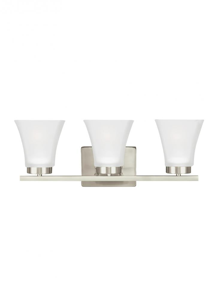 Generation Lighting 4411603EN3-962 Bayfield contemporary 3-light LED indoor dimmable bath vanity wall sconce in brushed nickel silver f