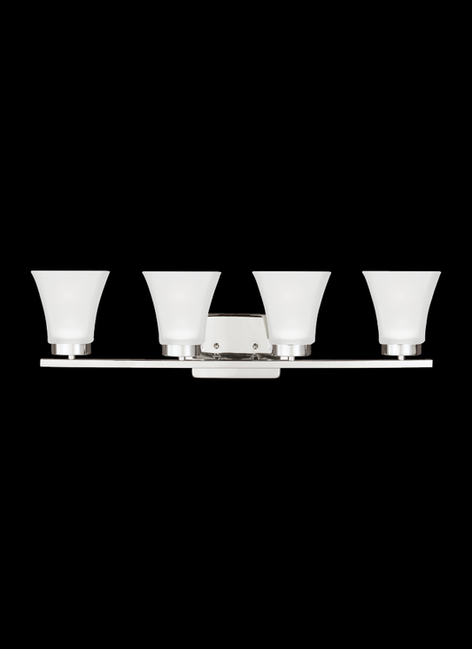 Generation Lighting 4411604-05 Bayfield contemporary 4-light indoor dimmable bath vanity wall sconce in chrome silver finish with s