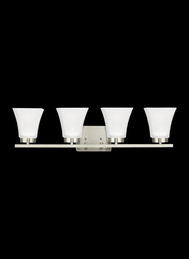 Generation Lighting 4411604-962 Bayfield contemporary 4-light indoor dimmable bath vanity wall sconce in brushed nickel silver finis
