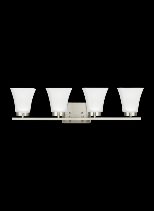 Generation Lighting 4411604-962 Bayfield contemporary 4-light indoor dimmable bath vanity wall sconce in brushed nickel silver finis