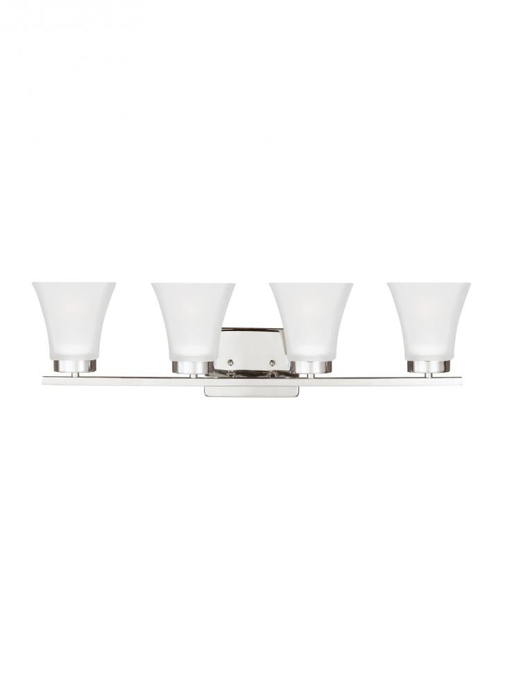 Generation Lighting 4411604EN3-05 Bayfield contemporary 4-light LED indoor dimmable bath vanity wall sconce in chrome silver finish wi