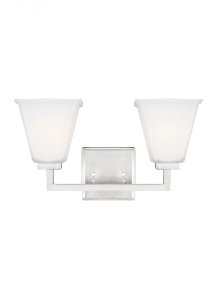 Generation Lighting 4413702EN3-962 Ellis Harper transitional 2-light indoor dimmable bath vanity wall sconce in brushed nickel silver f