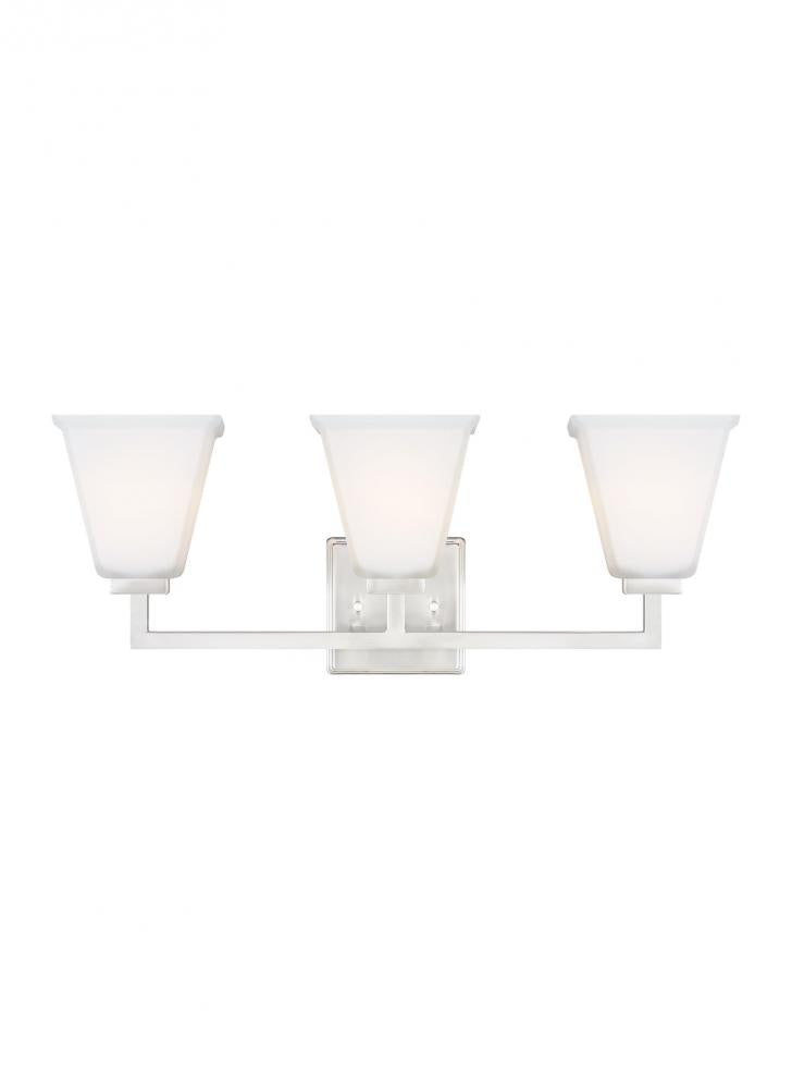 Generation Lighting 4413703EN3-962 Ellis Harper transitional 3-light indoor dimmable bath vanity wall sconce in brushed nickel silver f