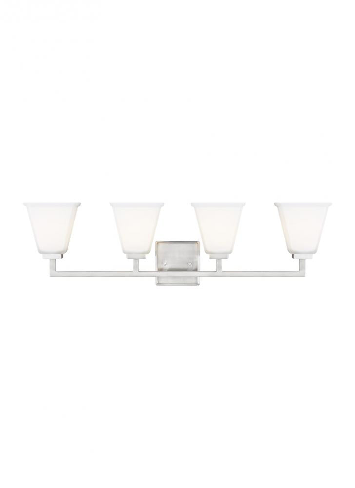Generation Lighting 4413704EN3-962 Ellis Harper transitional 4-light indoor dimmable bath vanity wall sconce in brushed nickel silver f