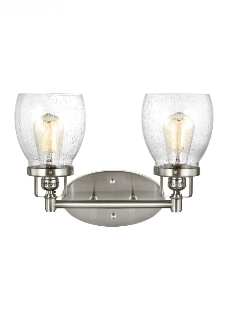 Generation Lighting 4414502-962 Belton transitional 2-light indoor dimmable bath vanity wall sconce in brushed nickel silver finish