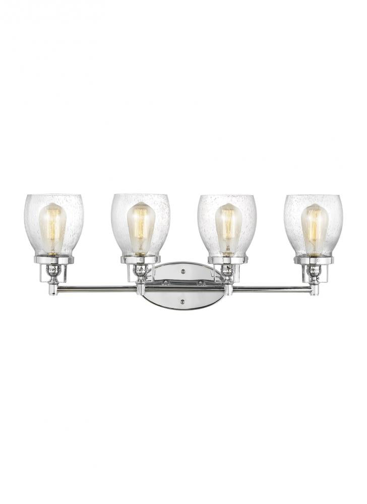 Generation Lighting 4414504-05 Belton transitional 4-light indoor dimmable bath vanity wall sconce in chrome silver finish with cle