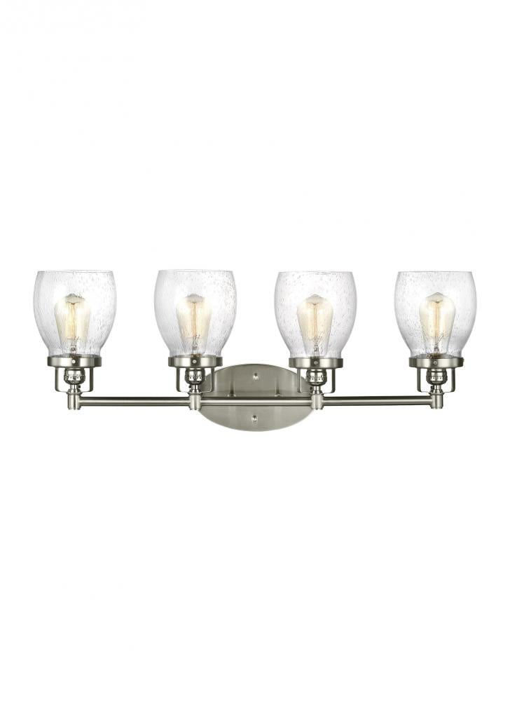 Generation Lighting 4414504-962 Belton transitional 4-light indoor dimmable bath vanity wall sconce in brushed nickel silver finish
