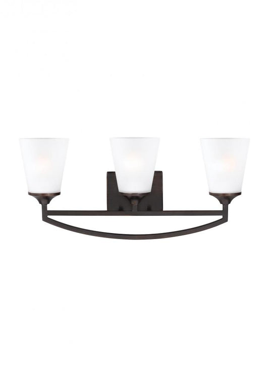 Generation Lighting 4424503-710 Hanford traditional 3-light indoor dimmable bath vanity wall sconce in bronze finish with satin etch