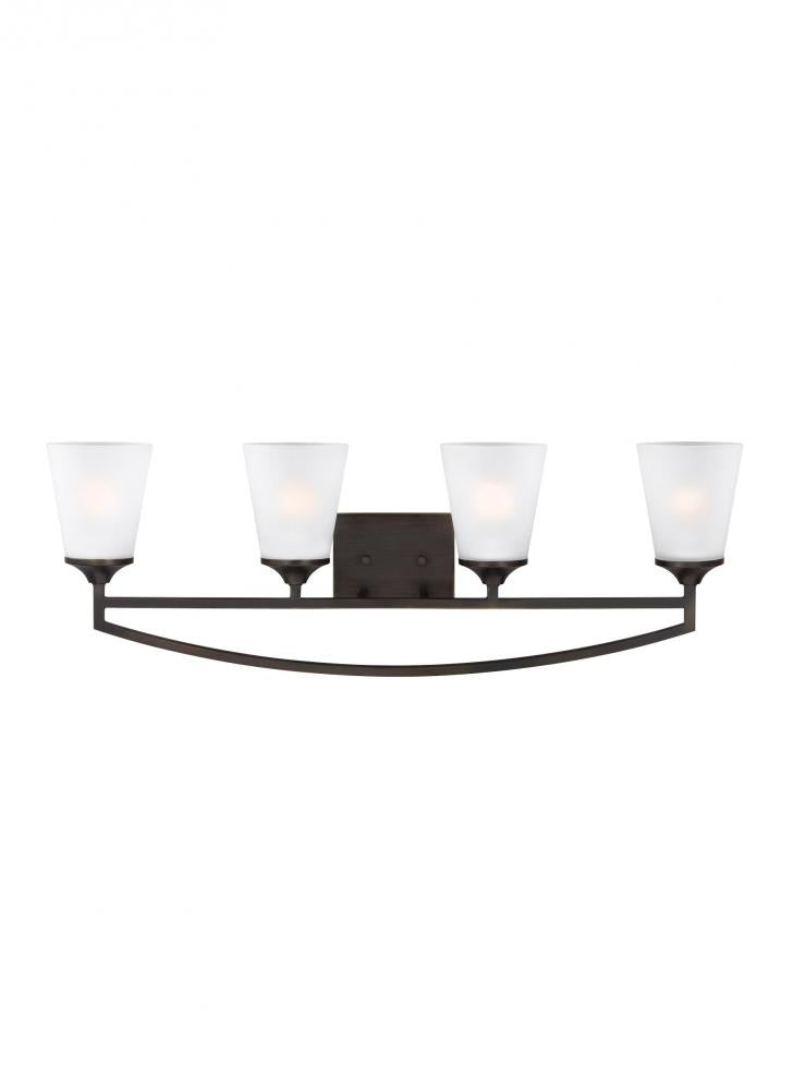 Generation Lighting 4424504-710 Hanford traditional 4-light indoor dimmable bath vanity wall sconce in bronze finish with satin etch