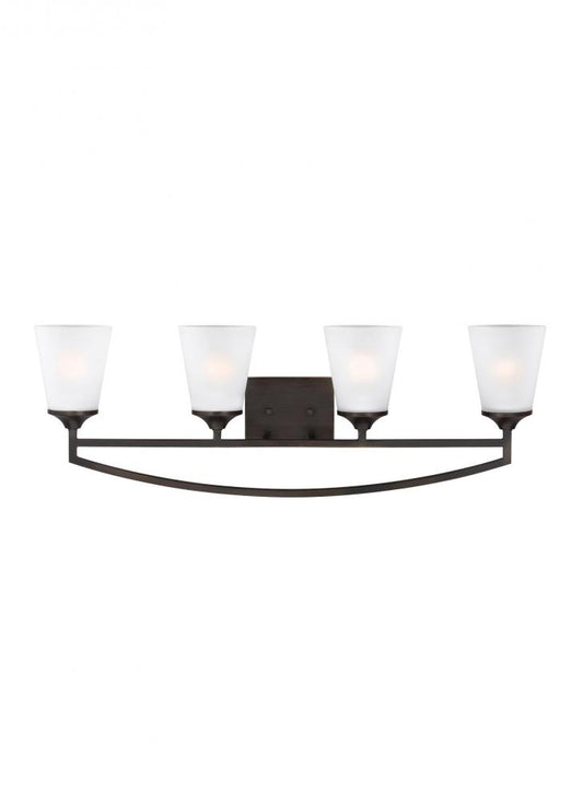 Generation Lighting 4424504-710 Hanford traditional 4-light indoor dimmable bath vanity wall sconce in bronze finish with satin etch