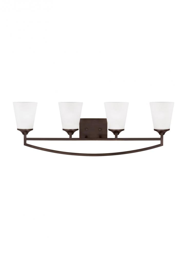 Generation Lighting 4424504EN3-710 Hanford traditional 4-light LED indoor dimmable bath vanity wall sconce in bronze finish with satin
