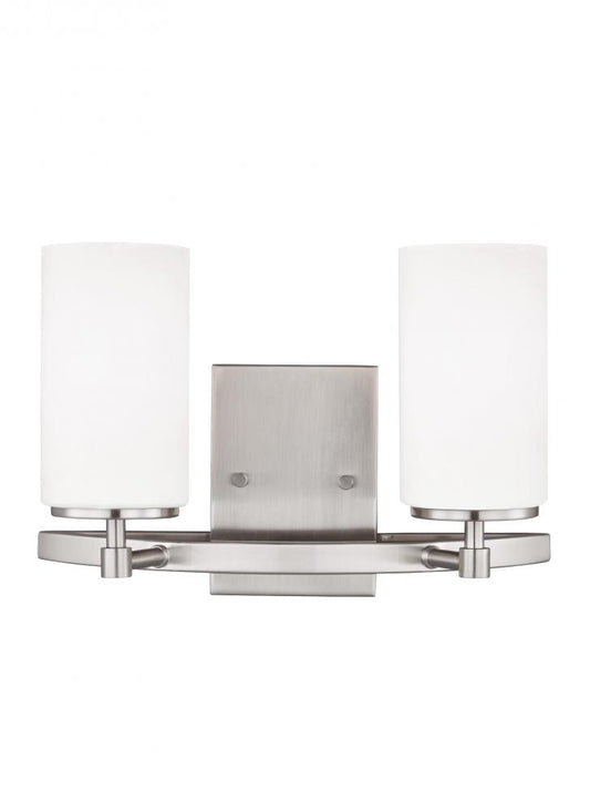 Generation Lighting 4424602-962 Alturas contemporary 2-light indoor dimmable bath vanity wall sconce in brushed nickel silver finish