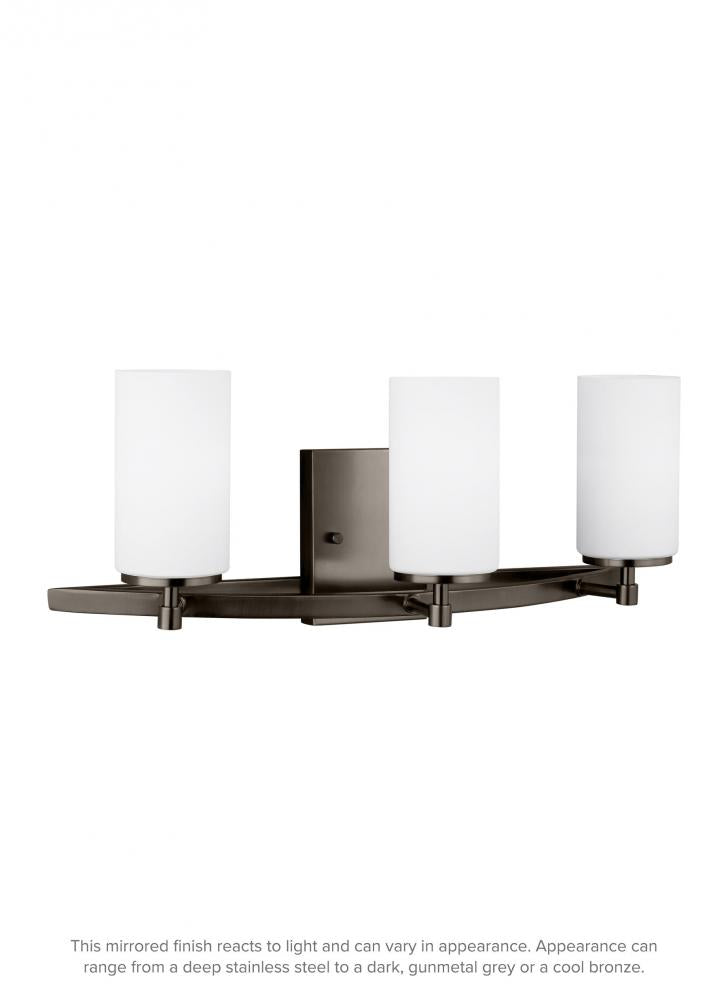 Generation Lighting 4424603-778 Alturas contemporary 3-light indoor dimmable bath vanity wall sconce in brushed oil rubbed bronze