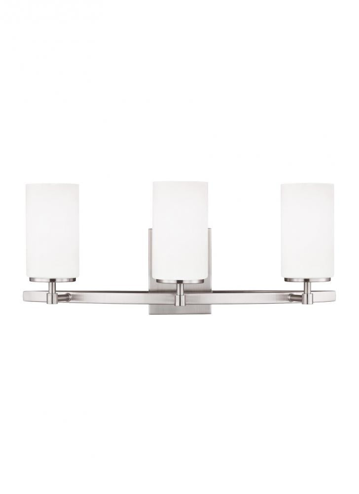 Generation Lighting 4424603-962 Alturas contemporary 3-light indoor dimmable bath vanity wall sconce in brushed nickel silver finish