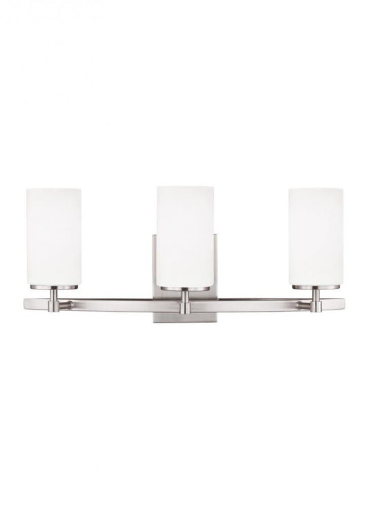 Generation Lighting 4424603-962 Alturas contemporary 3-light indoor dimmable bath vanity wall sconce in brushed nickel silver finish