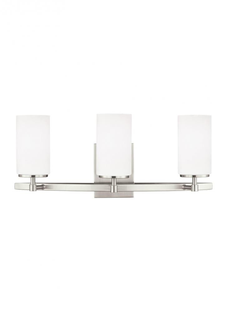 Generation Lighting 4424603EN3-962 Alturas contemporary 3-light LED indoor dimmable bath vanity wall sconce in brushed nickel silver fi