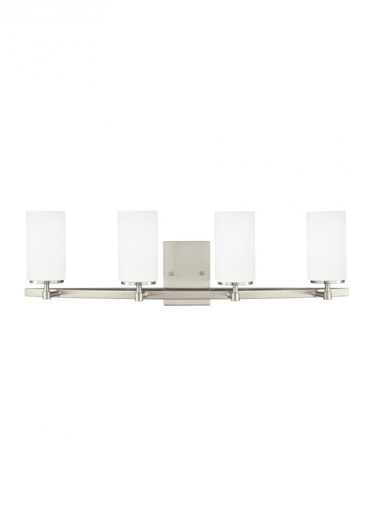 Generation Lighting 4424604EN3-962 Alturas contemporary 4-light LED indoor dimmable bath vanity wall sconce in brushed nickel silver