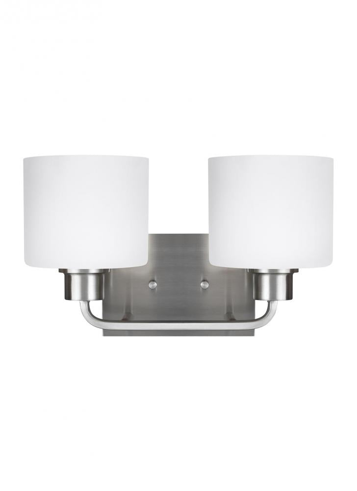 Generation Lighting 4428802EN3-962 Canfield modern 2-light LED indoor dimmable bath vanity wall sconce in brushed nickel silver finish