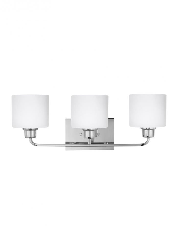 Generation Lighting 4428803EN3-05 Canfield modern 3-light LED indoor dimmable bath vanity wall sconce in chrome silver finish with etc