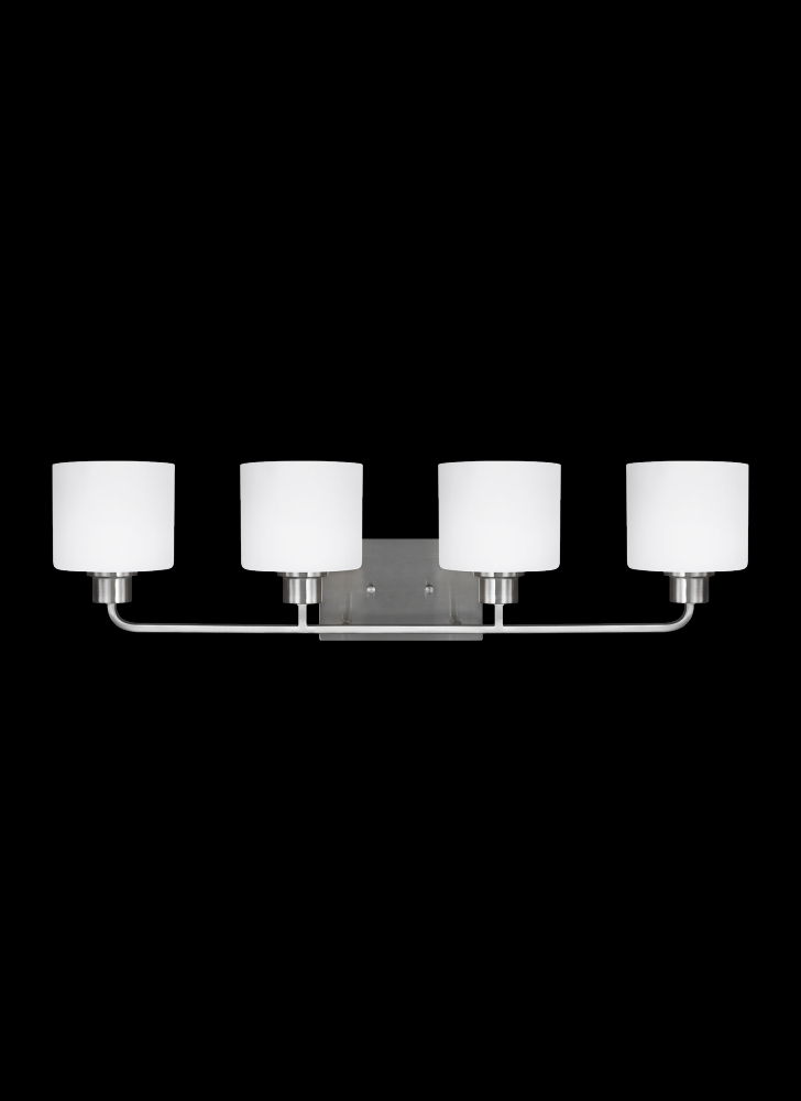 Generation Lighting 4428804-962 Canfield modern 4-light indoor dimmable bath vanity wall sconce in brushed nickel silver finish with
