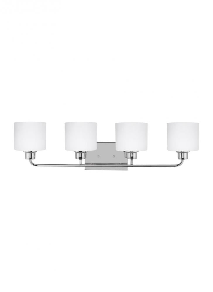 Generation Lighting 4428804EN3-05 Canfield modern 4-light LED indoor dimmable bath vanity wall sconce in chrome silver finish with etc