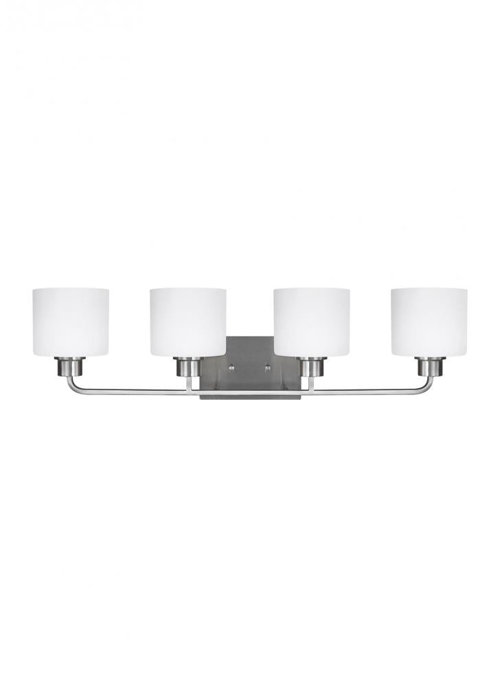 Generation Lighting 4428804EN3-962 Canfield modern 4-light LED indoor dimmable bath vanity wall sconce in brushed nickel silver finish