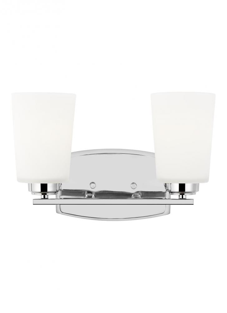 Generation Lighting 4428902-05 Franport transitional 2-light indoor dimmable bath vanity wall sconce in chrome silver finish with e
