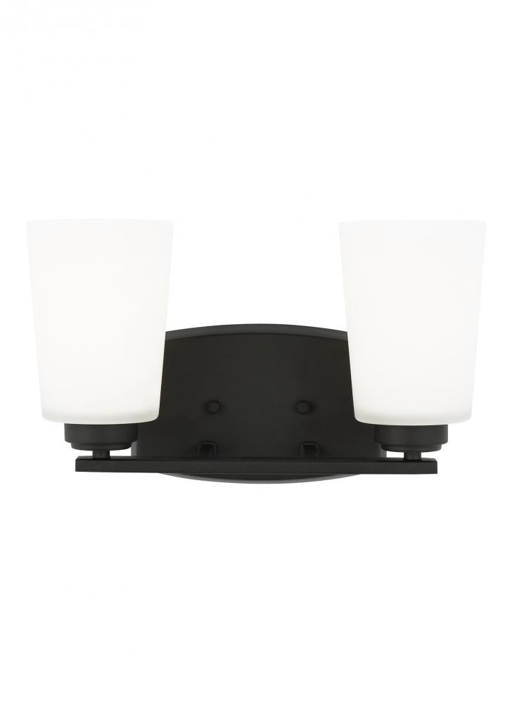Generation Lighting 4428902-112 Franport transitional 2-light indoor dimmable bath vanity wall sconce in midnight black finish with
