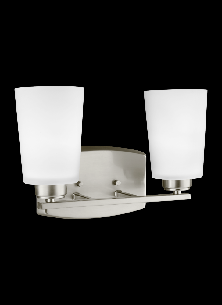 Generation Lighting 4428902EN3-962 Franport transitional 2-light LED indoor dimmable bath vanity wall sconce in brushed nickel silver f