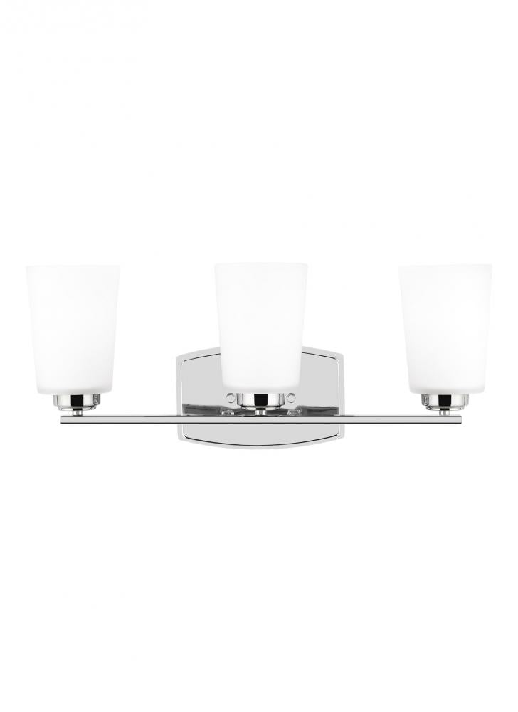 Generation Lighting 4428903-05 Franport transitional 3-light indoor dimmable bath vanity wall sconce in chrome silver finish with e