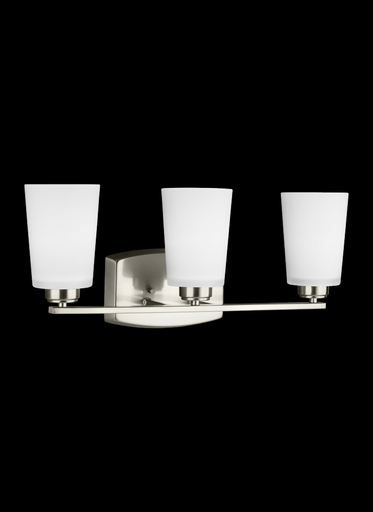 Generation Lighting 4428903EN3-962 Franport transitional 3-light LED indoor dimmable bath vanity wall sconce in brushed nickel silver f