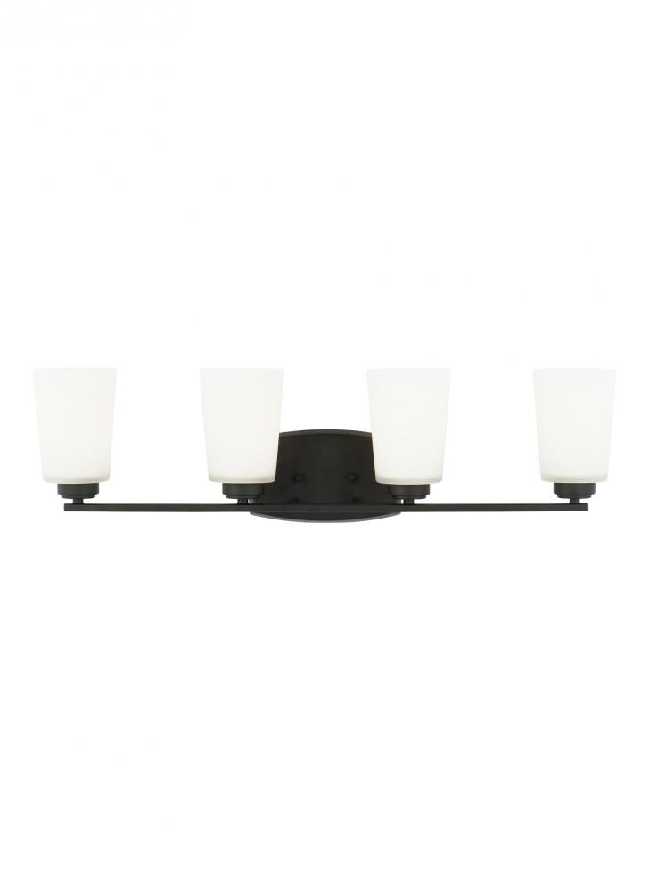Generation Lighting 4428904-112 Franport transitional 4-light indoor dimmable bath vanity wall sconce in midnight black finish with