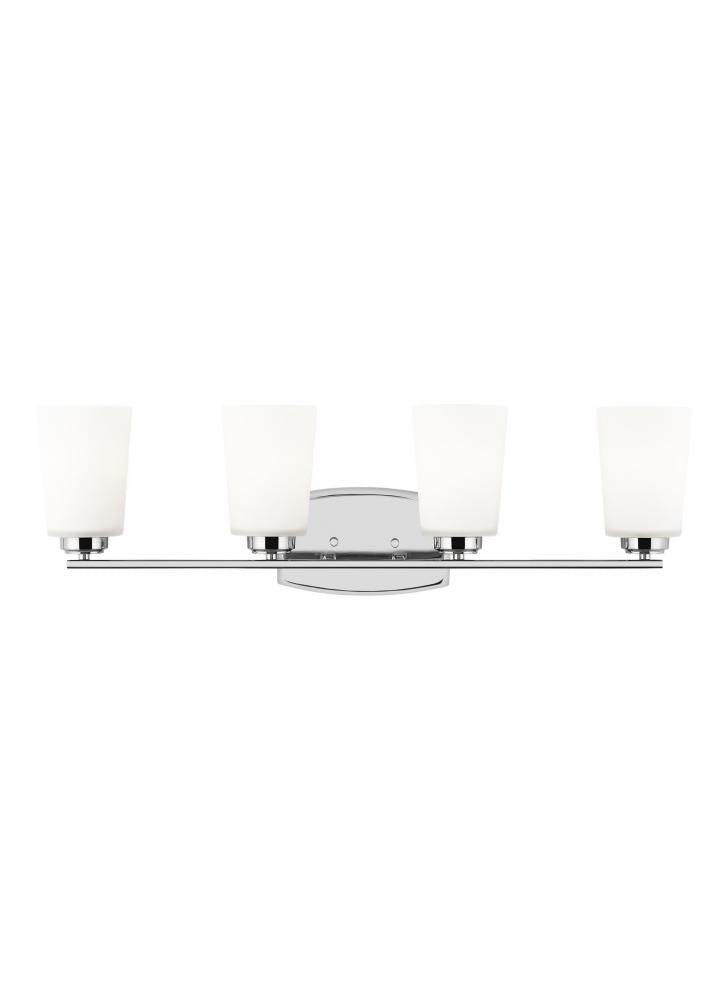 Generation Lighting 4428904EN3-05 Franport transitional 4-light LED indoor dimmable bath vanity wall sconce in chrome silver finish wi