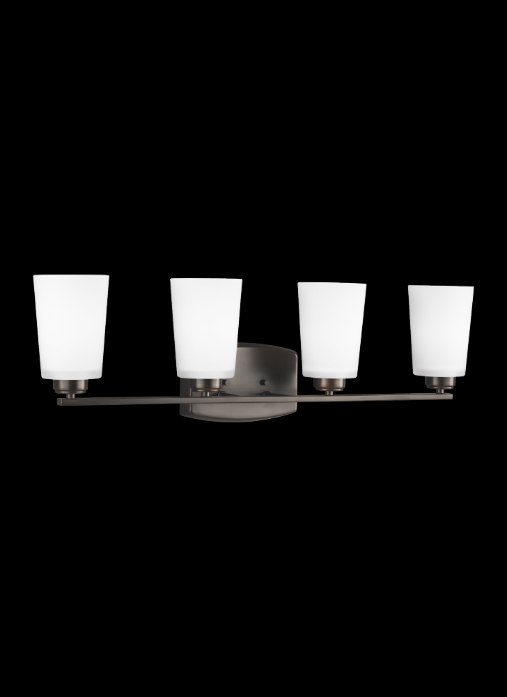 Generation Lighting 4428904EN3-710 Franport transitional 4-light LED indoor dimmable bath vanity wall sconce in bronze finish with etch