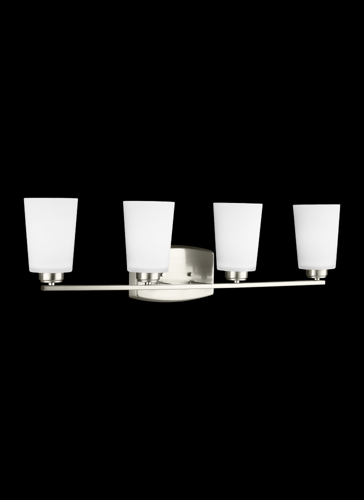 Generation Lighting 4428904EN3-962 Franport transitional 4-light LED indoor dimmable bath vanity wall sconce in brushed nickel silver f