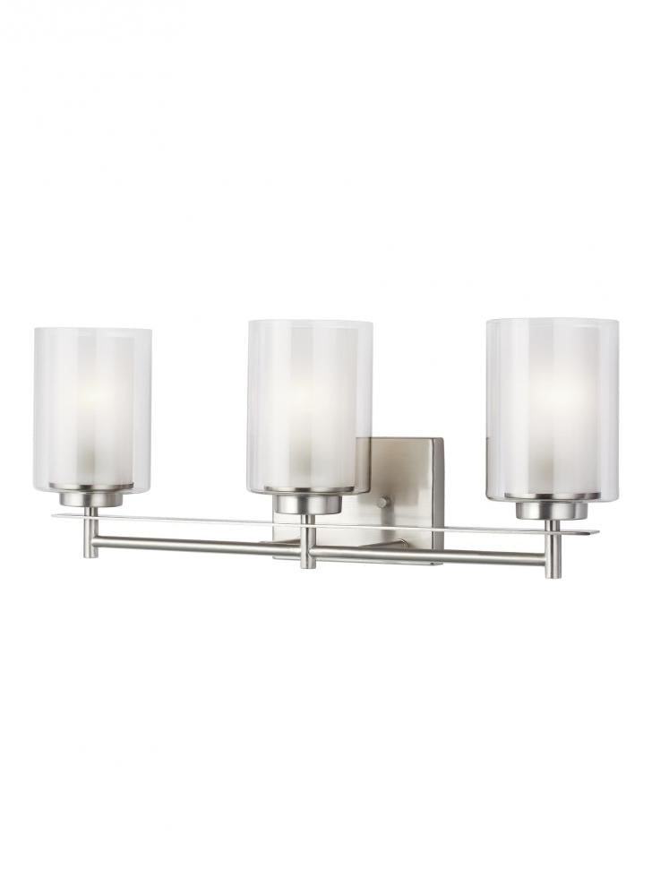 Generation Lighting 4437303-962 Elmwood Park traditional 3-light indoor dimmable bath vanity wall sconce in brushed nickel silver fi