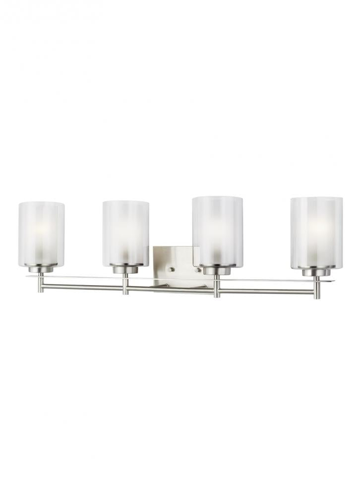 Generation Lighting 4437304-962 Elmwood Park traditional 4-light indoor dimmable bath vanity wall sconce in brushed nickel silver fi