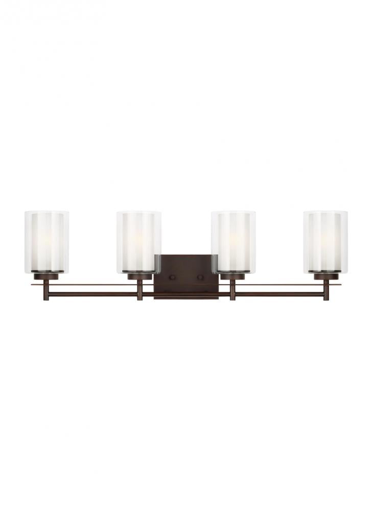 Generation Lighting 4437304EN3-710 Elmwood Park traditional 4-light LED indoor dimmable bath vanity wall sconce in bronze finish with s