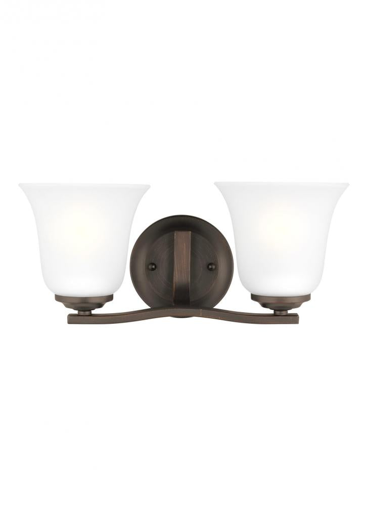 Generation Lighting 4439002EN3-710 Emmons traditional 2-light LED indoor dimmable bath vanity wall sconce in bronze finish with satin e