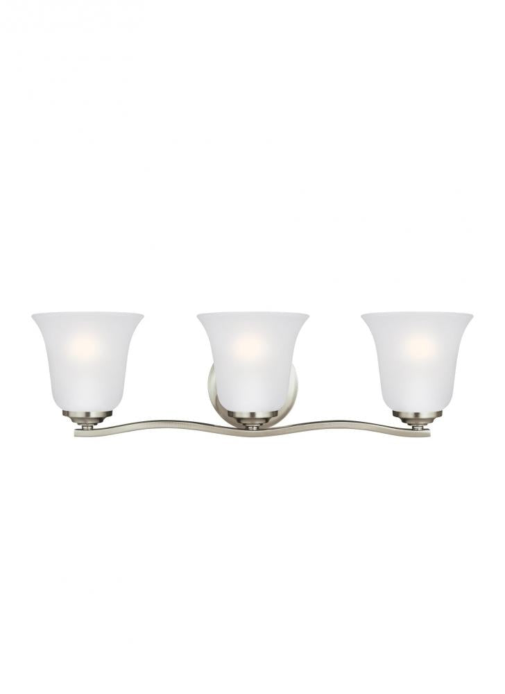 Generation Lighting 4439003-962 Emmons traditional 3-light indoor dimmable bath vanity wall sconce in brushed nickel silver finish w