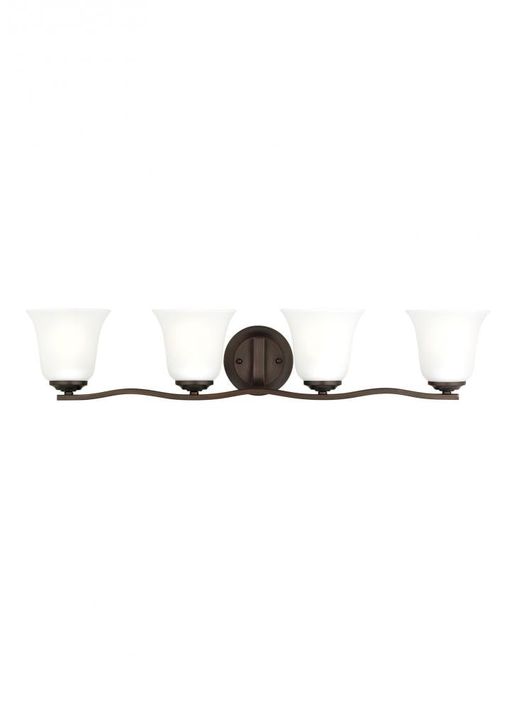 Generation Lighting 4439004-710 Emmons traditional 4-light indoor dimmable bath vanity wall sconce in bronze finish with satin etche