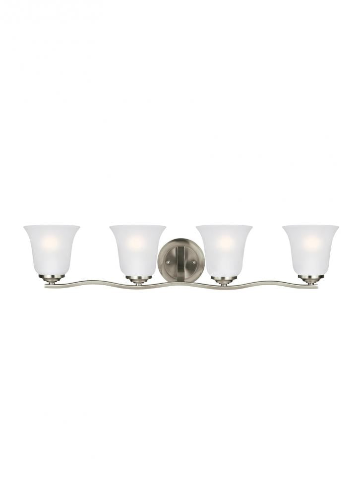 Generation Lighting 4439004-962 Emmons traditional 4-light indoor dimmable bath vanity wall sconce in brushed nickel silver finish w